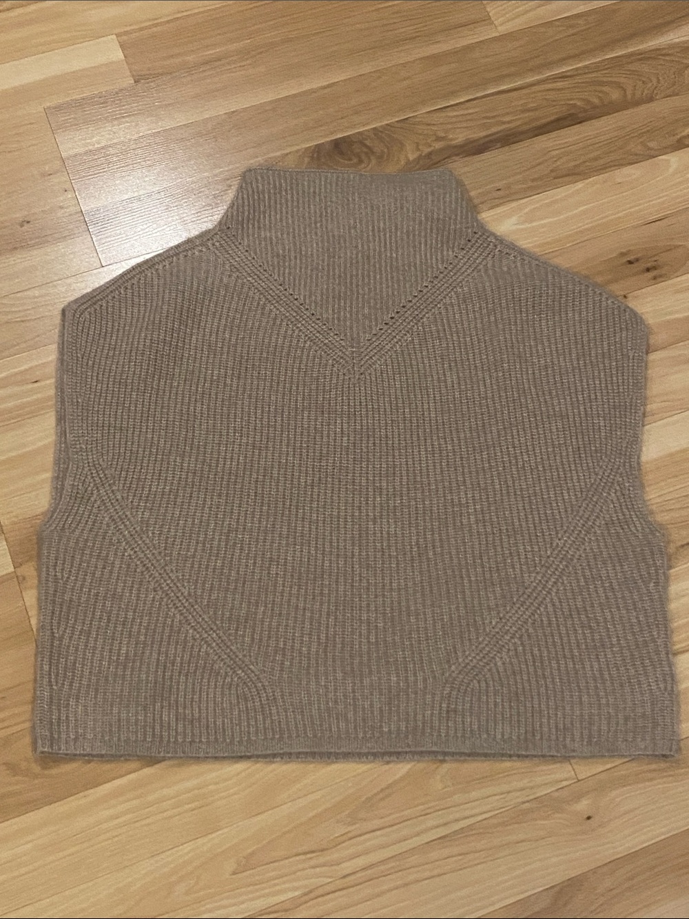 Anthropologie Cashmere Collection Taupe Ribbed V-Neck Sleeveless Sweater Vest